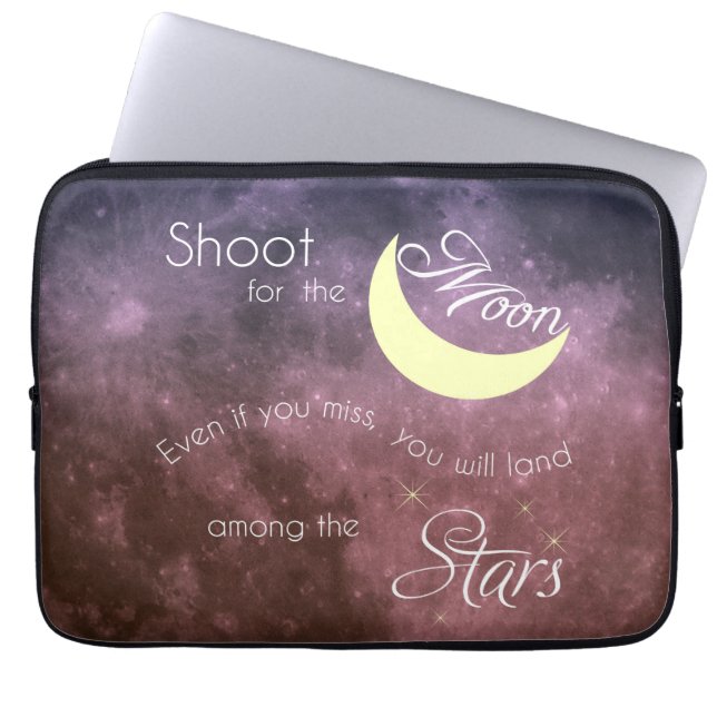 Shoot for the Moon Inspirational Newoprene Laptop Laptop Sleeve (Front)