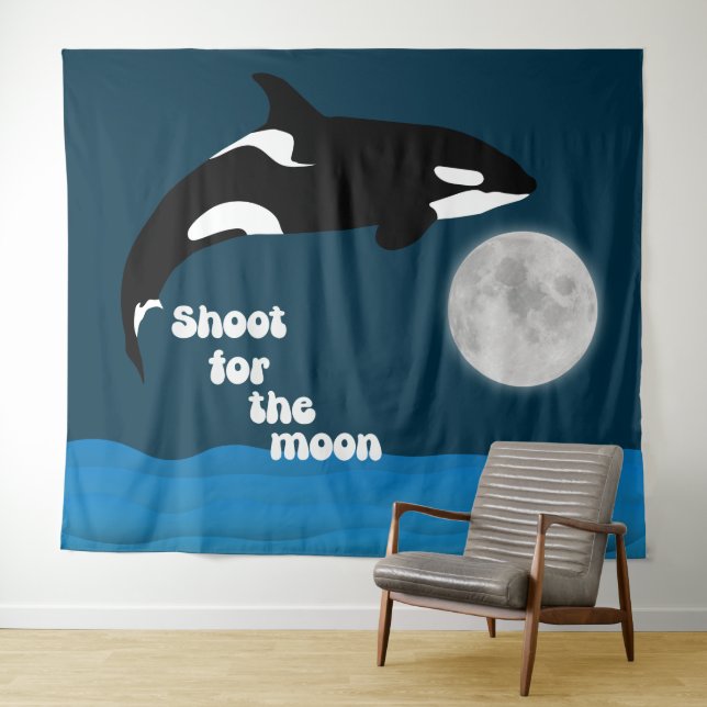 Shoot For The Moon Orca Killer Whale Tapestry (In Situ (Horizontal))