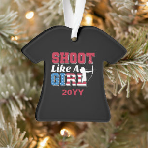 Shoot Like a Girl Patriotic Archery Quote Ornament