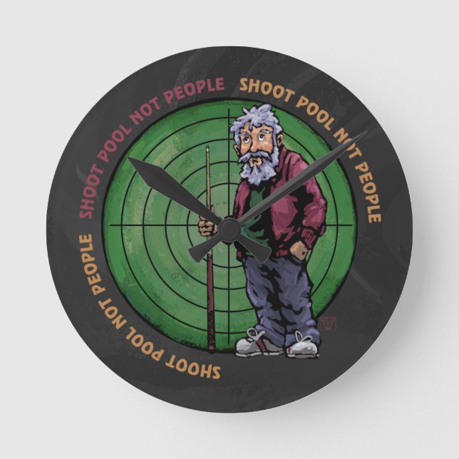 Shoot Pool Not People Round Clock (Front)