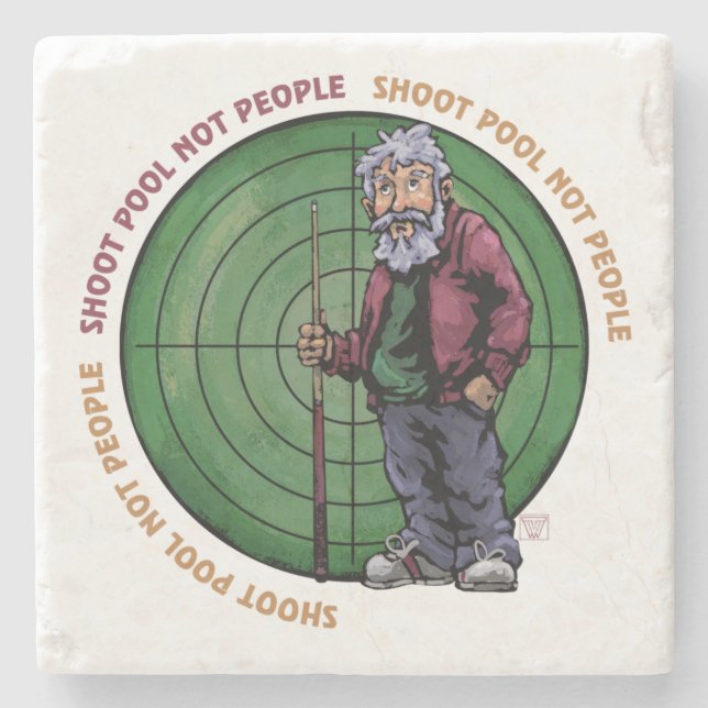 Shoot pool Not People Stone Coaster (Front)