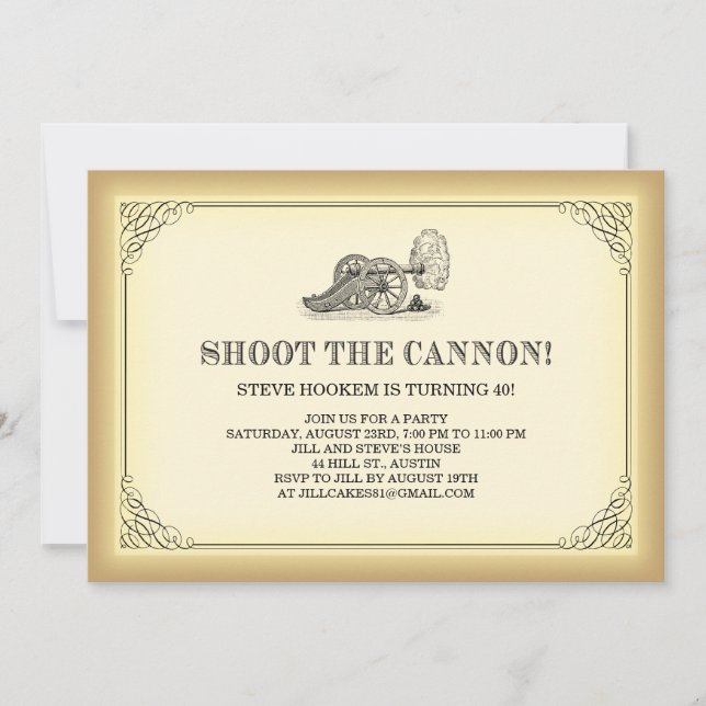 Shoot the Cannon Party Invitations (Front)