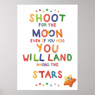 Shoot the Moon - Colourful Motivation Printable Ar Poster