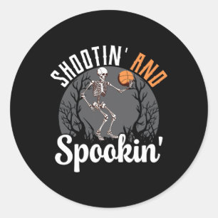 Shootin' And Spookin Skeleton Basketball Player Ha Classic Round Sticker