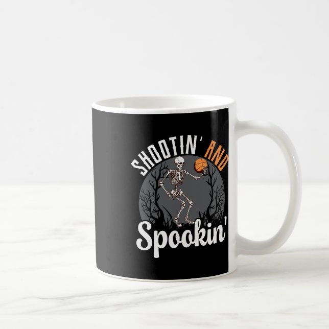 Shootin' And Spookin Skeleton Basketball Player Ha Coffee Mug (Right)