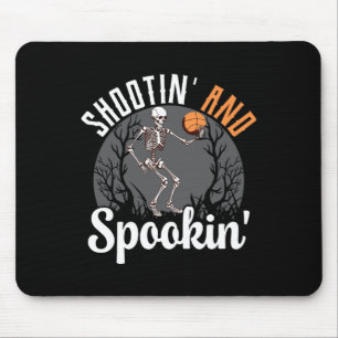Shootin' And Spookin Skeleton Basketball Player Ha Mouse Pad