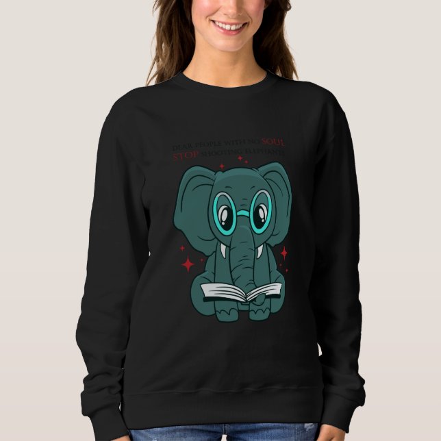 shooting elephants stop cute reading book sweatshirt (Front)