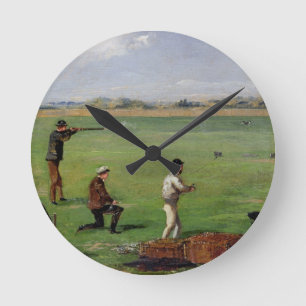 Shooting (oil on paper) round clock