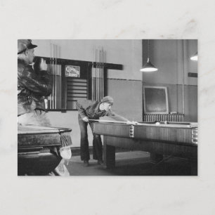 Shooting Pool, 1940 Postcard