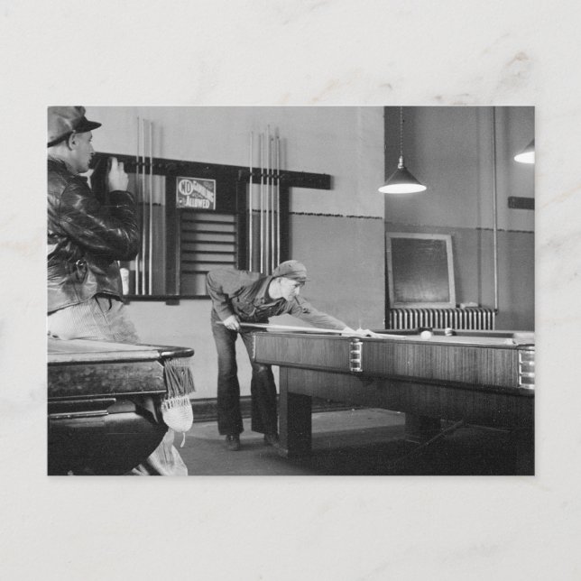 Shooting Pool, 1940 Postcard (Front)