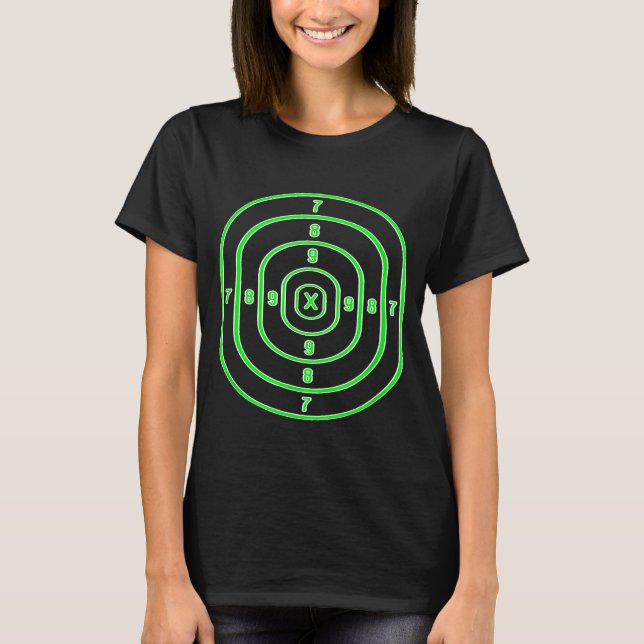 Shooting Range Target Practice Sheet Green Bullsey T-Shirt (Front)
