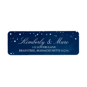 Shooting Star Blue Watercolor Wedding   Return Address Label