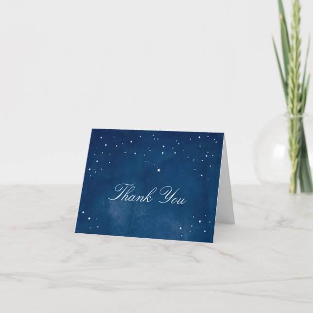 Shooting Star Blue Watercolor | Wedding Thank You (Front)