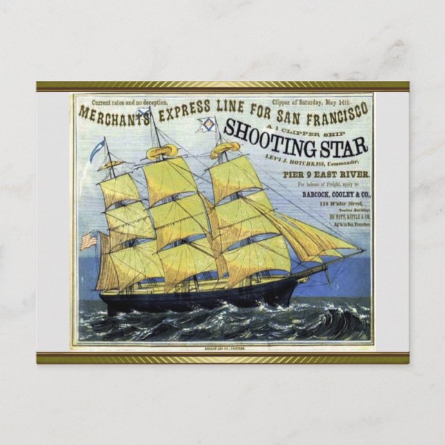 Shooting Star Clipper Sailing  Postcard (Front)