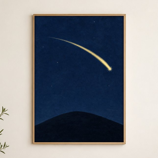 Shooting Star Hill Watercolour Celestial Poster (Shown framed for scale. Poster ships unframed; frames are an optional add-on.)