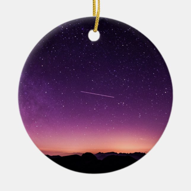 Shooting star in sky ceramic ornament (Front)