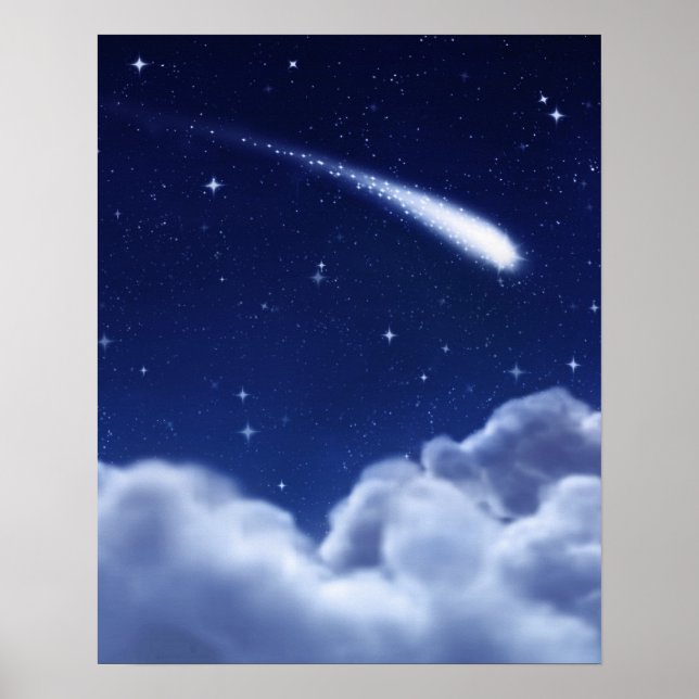 Shooting Star over Clouds Poster (Front)