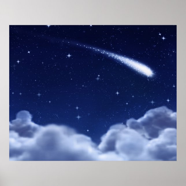 Shooting Star over Clouds Poster - Horizontal (Front)