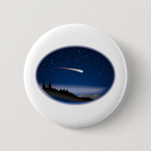 Shooting Star Over Night Landscape 6 Cm Round Badge