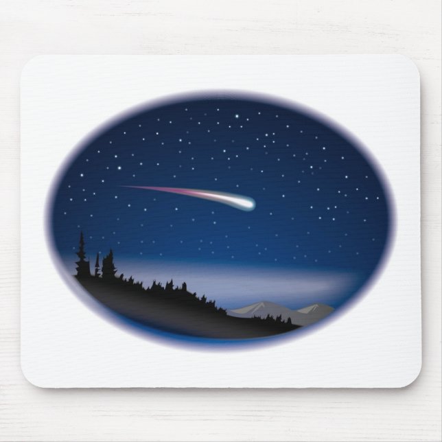Shooting Star Over Night Landscape Mouse Pad (Front)
