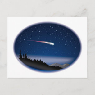 Shooting Star Over Night Landscape Postcard