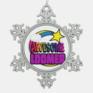 Shooting Star Rainbow Awesome Loomer Snowflake Pewter Christmas Ornament