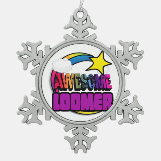 Shooting Star Rainbow Awesome Loomer Snowflake Pewter Christmas Ornament