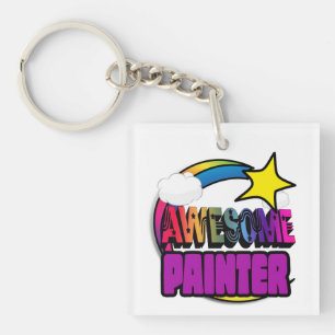 Shooting Star Rainbow Awesome Painter Key Ring