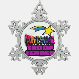 Shooting Star Rainbow Awesome Troop Leader Snowflake Pewter Christmas Ornament