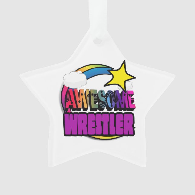 Shooting Star Rainbow Awesome Wrestler Ornament (Front)