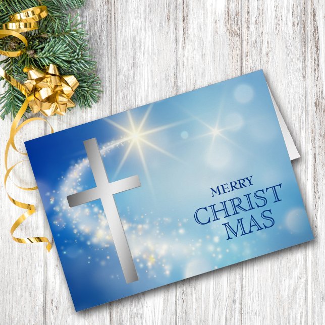 Shooting Star Silver Cross Christmas Card (Creator Uploaded)