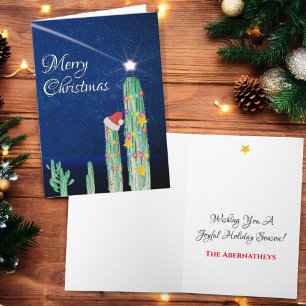 Shooting Star Southwest Cactus Custom Holiday Card