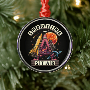 Shooting Star Space Metal Ornament