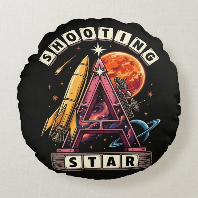 Shooting Star Space Round Cushion (Front)