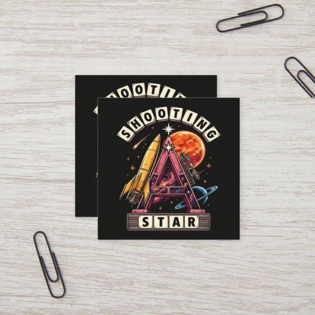 Shooting Star Space Square Business Card (Front/Back In Situ)