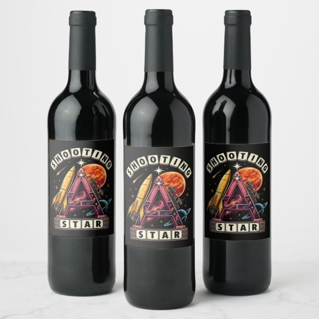 Shooting Star Space Wine Label (Bottles)