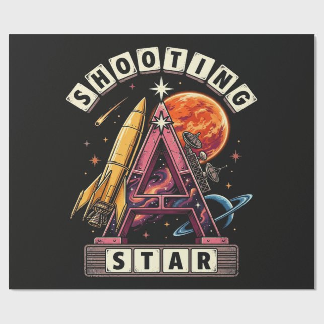 Shooting Star Space Wrapping Paper (Flat)