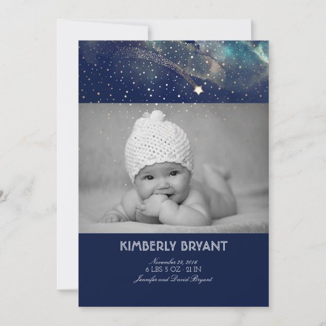 Shooting Star Starry Night Baby Photo Birth Announcement (Front)