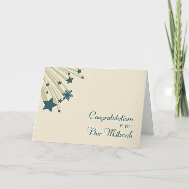 Shooting Stars, Bar Mitzvah Congratulations Card (Front)