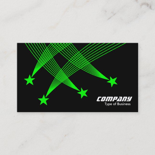 Shooting Stars - Green on Black Business Card (Front)