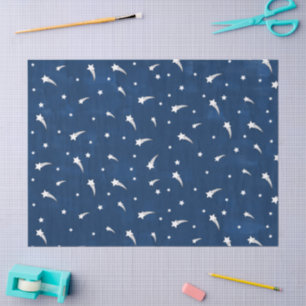 Shooting Stars Navy Blue Watercolor Tissue Paper