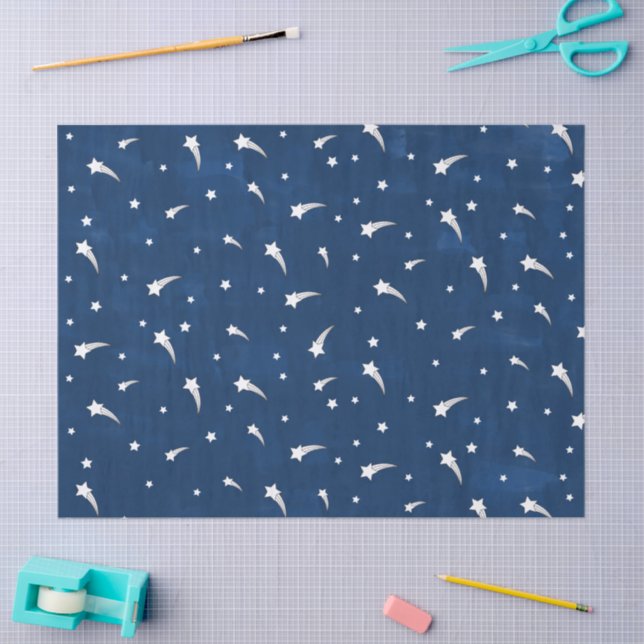 Shooting Stars Navy Blue Watercolor Tissue Paper (Craft)