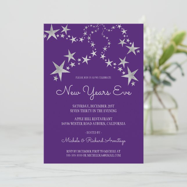 Shooting Stars New Years Invitation (Standing Front)
