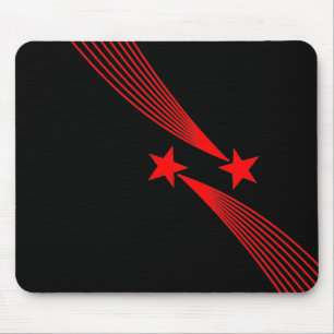 Shooting Stars - Red on Black Mouse Pad