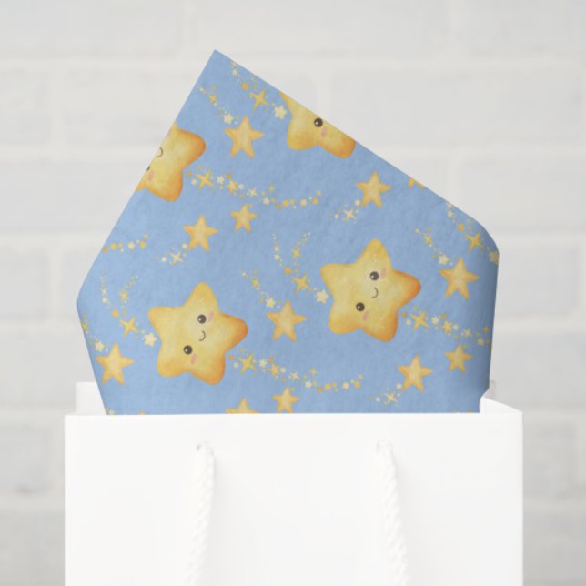 Shooting Stars Soft Blue Sky Whimsical Baby Shower Tissue Paper (Gift Bag)