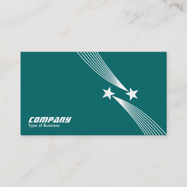 Shooting Stars v2 - White on Teal Green 006666 Business Card (Front)