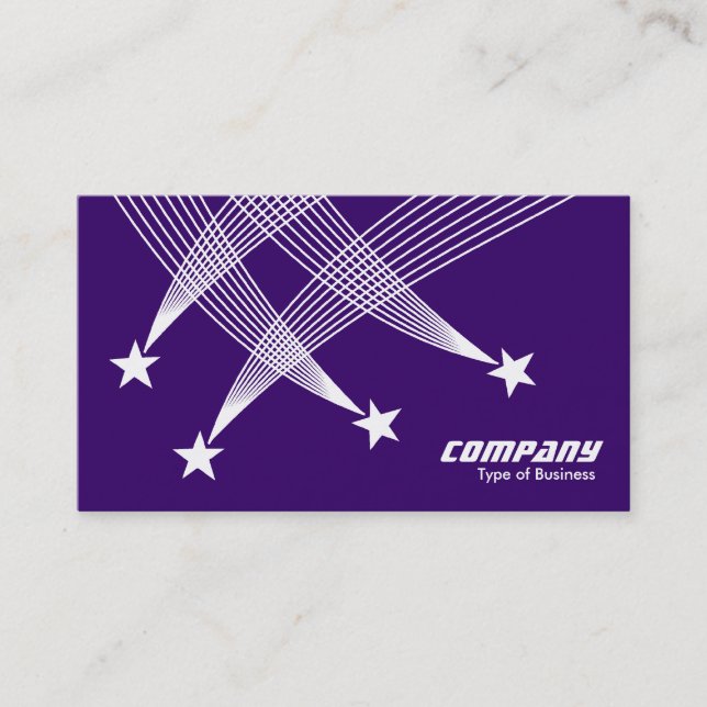 Shooting Stars - White on Deep Purple 330066 Business Card (Front)