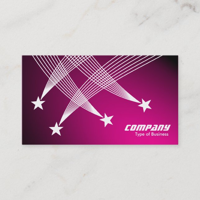 Shooting Stars - White on Spotlit Hot Pink Business Card (Front)