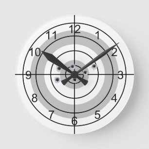 Shooting Target Gun Lover Gift Round Clock