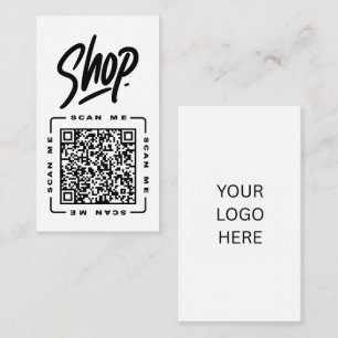 Shop Customisable QR code & Logo Template Black Business Card